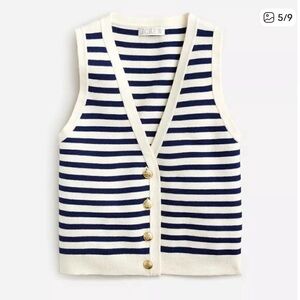 J.Crew – Preppy Emilie Sweater Vest Tank Cream/Navy Stripe (NWT)